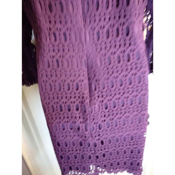 R&K Dress Purple Crocheted Ribbon Bell Sleeves Sz 10 Boho Fairy Festival - Picture 6 of 9